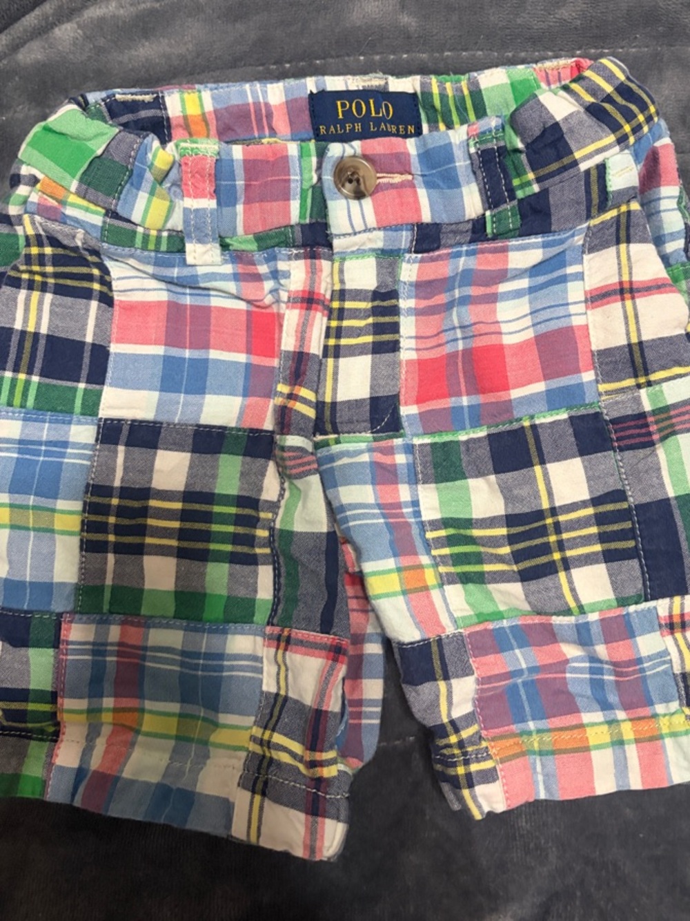 Polo by Ralph Lauren Patchwork Plaid Cotton Shorts in Blue, Green, Red